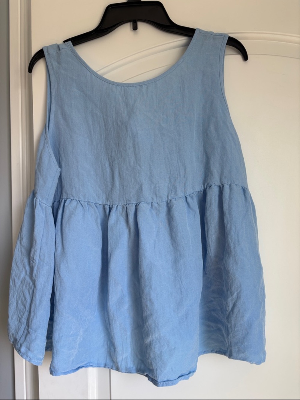 SHEIN Light Blue Sleeveless Ruffled Peplum Tank